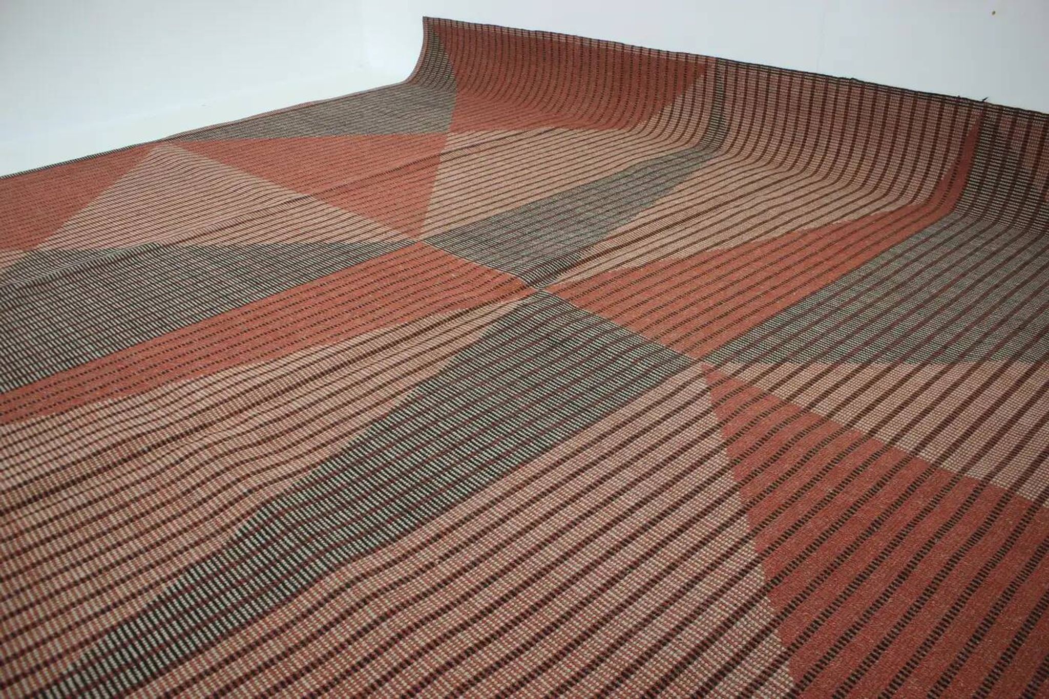 XL midcentury bouclé abstract design geometric rug / carpet, 1950s