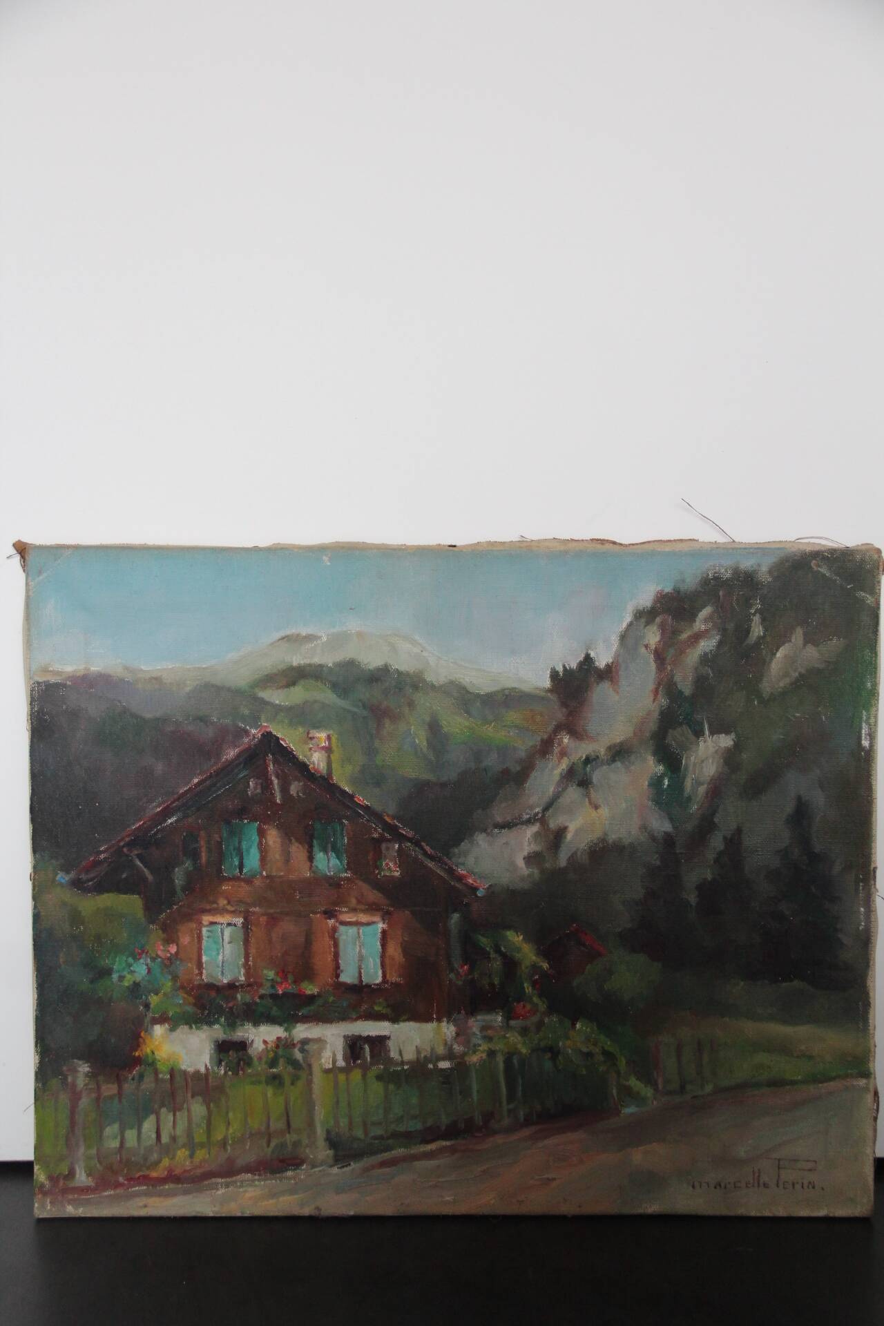 Chalet in the mountains, HST painting 40 x 50
