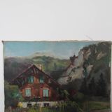 Chalet in the mountains, HST painting 40 x 50