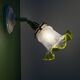 Vintage green frosted glass tulip wall light