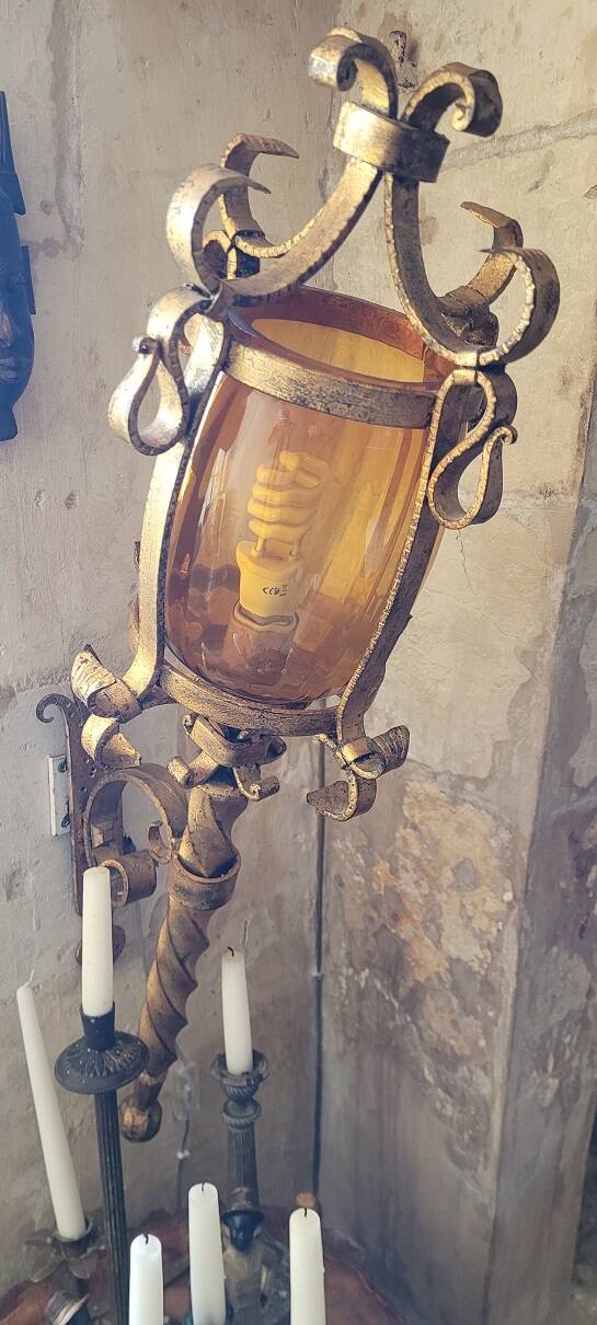 Pair of wrought iron torches