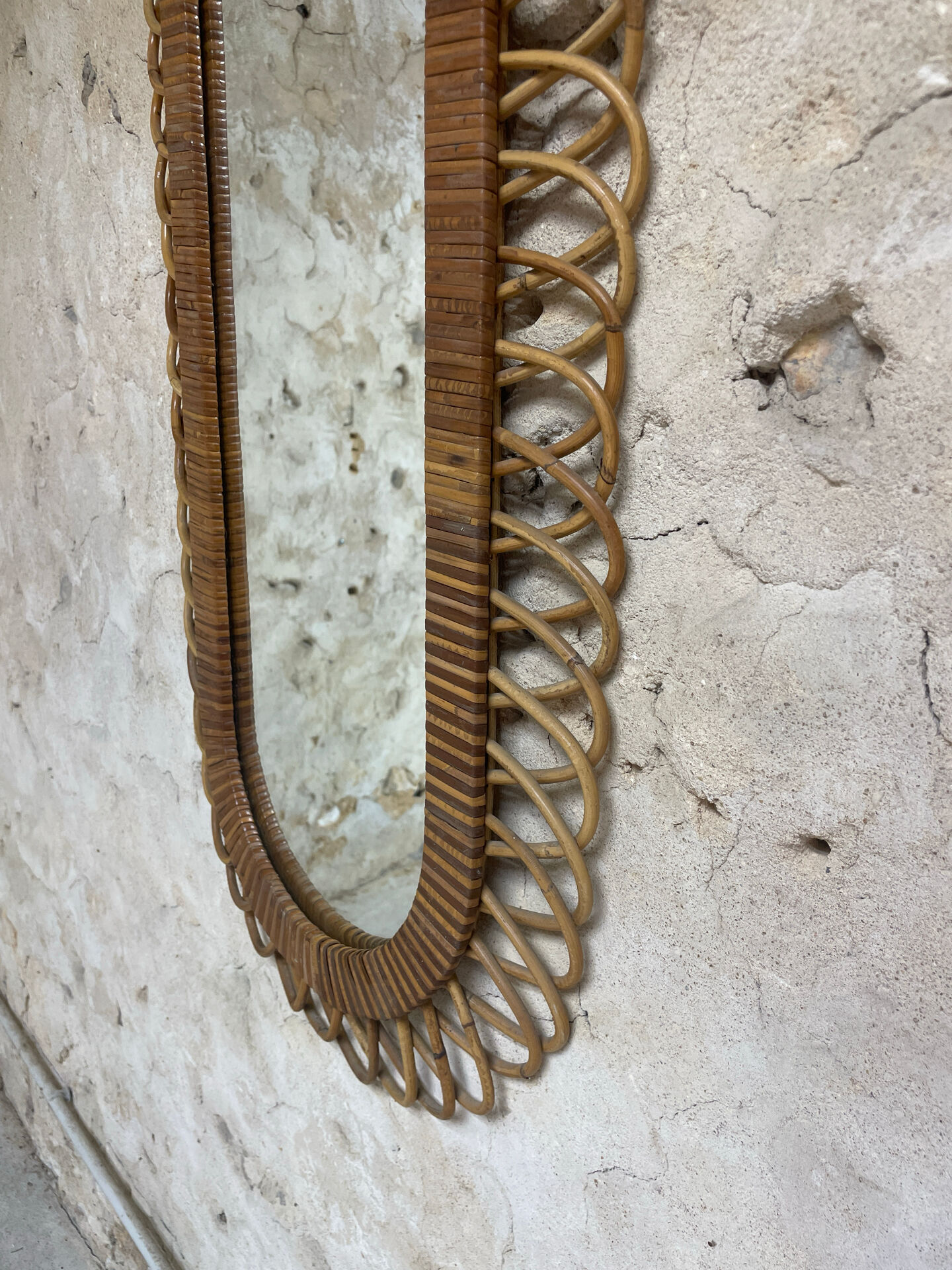 Vintage rattan mirror