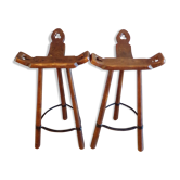 Pair of Spanish brutalist bar stools