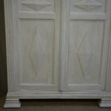 Showcase 2 doors mesh in fir 1930 patinated white