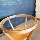 Round wooden coffee table, glass top, Czech, 50s, Kozeelka & Kropacek
