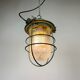 Green Industrial Soviet Bunker Pendant Light with Iron Grid, 1960s