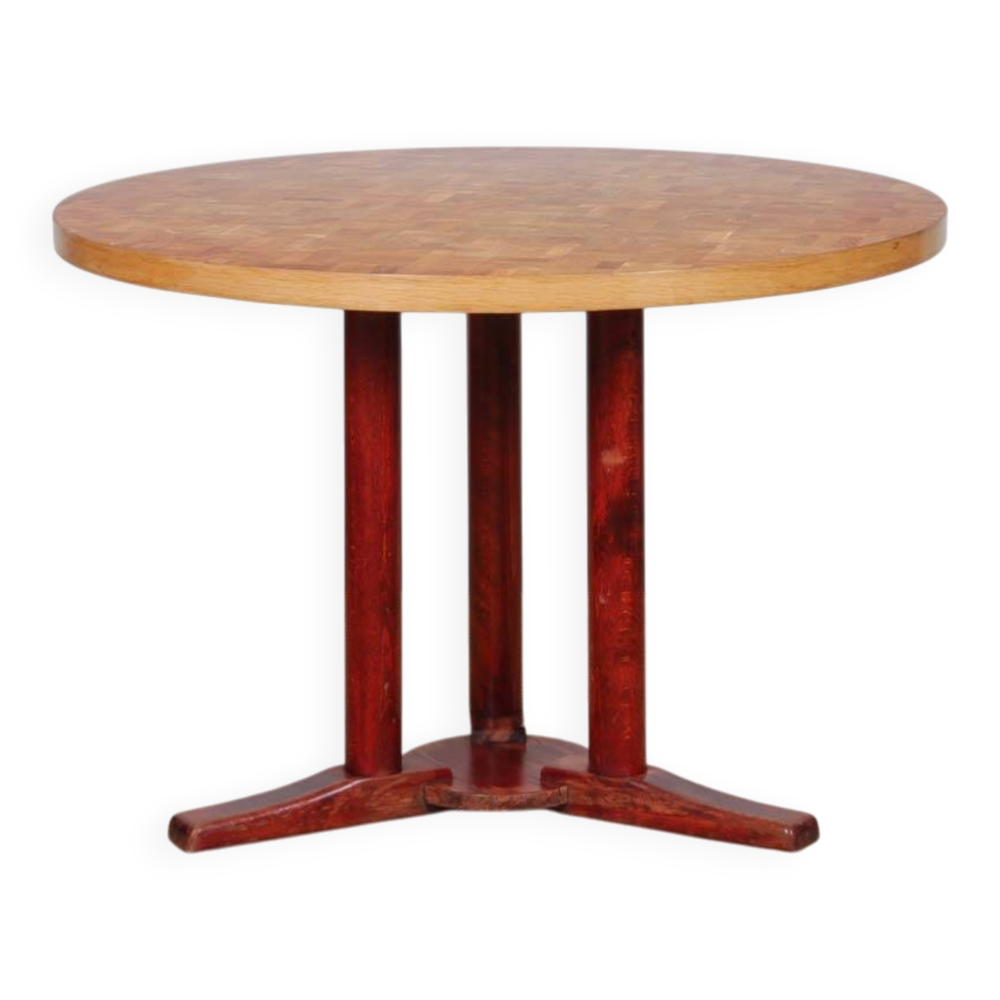 Round wooden dining table from the 1980s.
