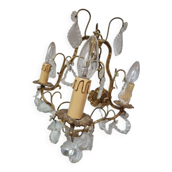 Lustre bronze à pampilles cristal baroque — Beyit