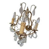 Lustre bronze à pampilles cristal baroque