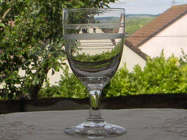 Set of 5 antique bistro glass water glasses.