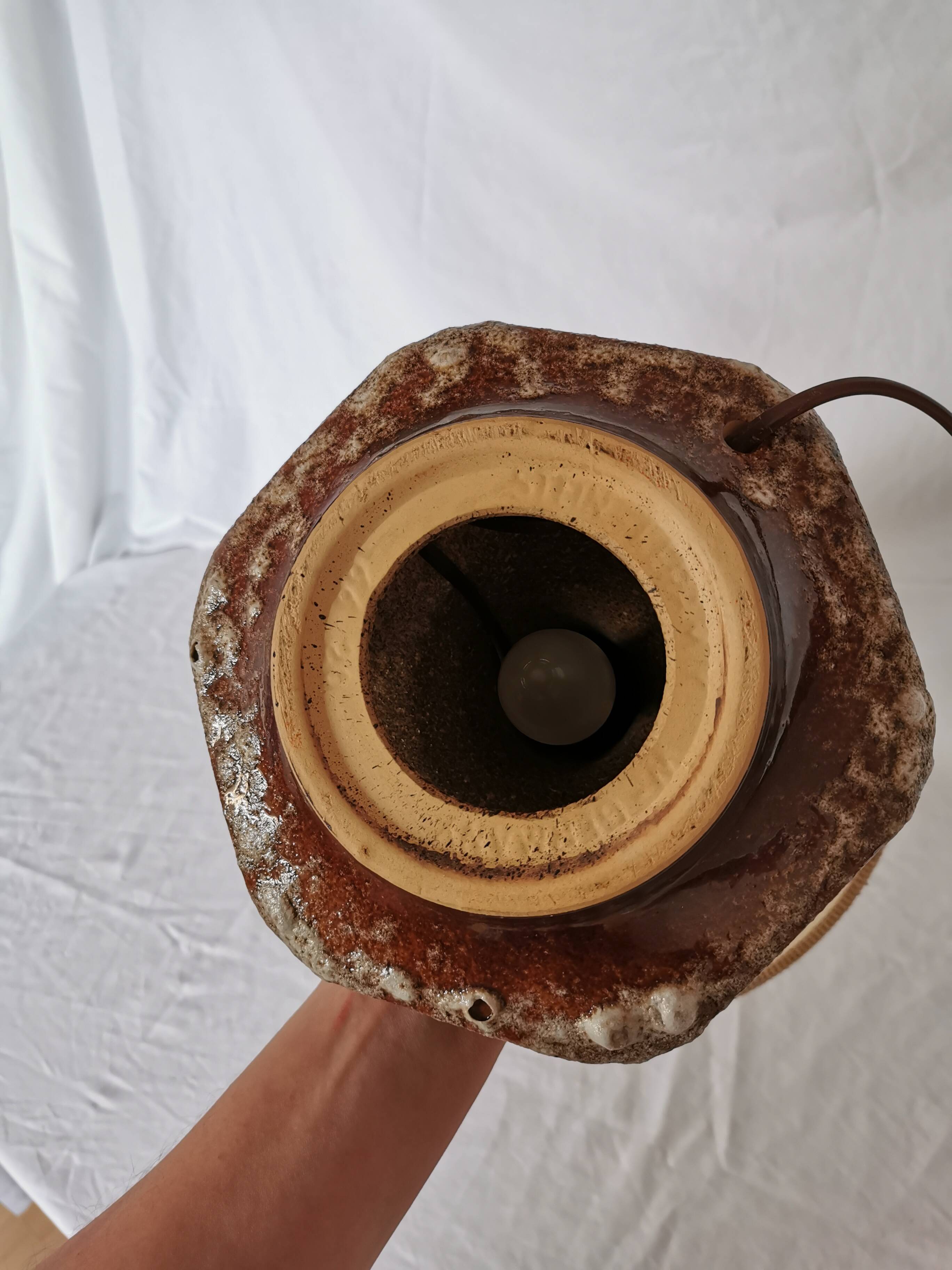 Openwork ceramic lamp, Stein Keramik, Germany, space age, 1960.