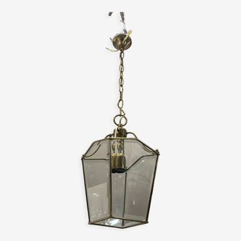 Vintage brass and glass light pendant , 1960s