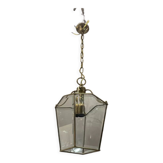 Vintage brass and glass light pendant , 1960s