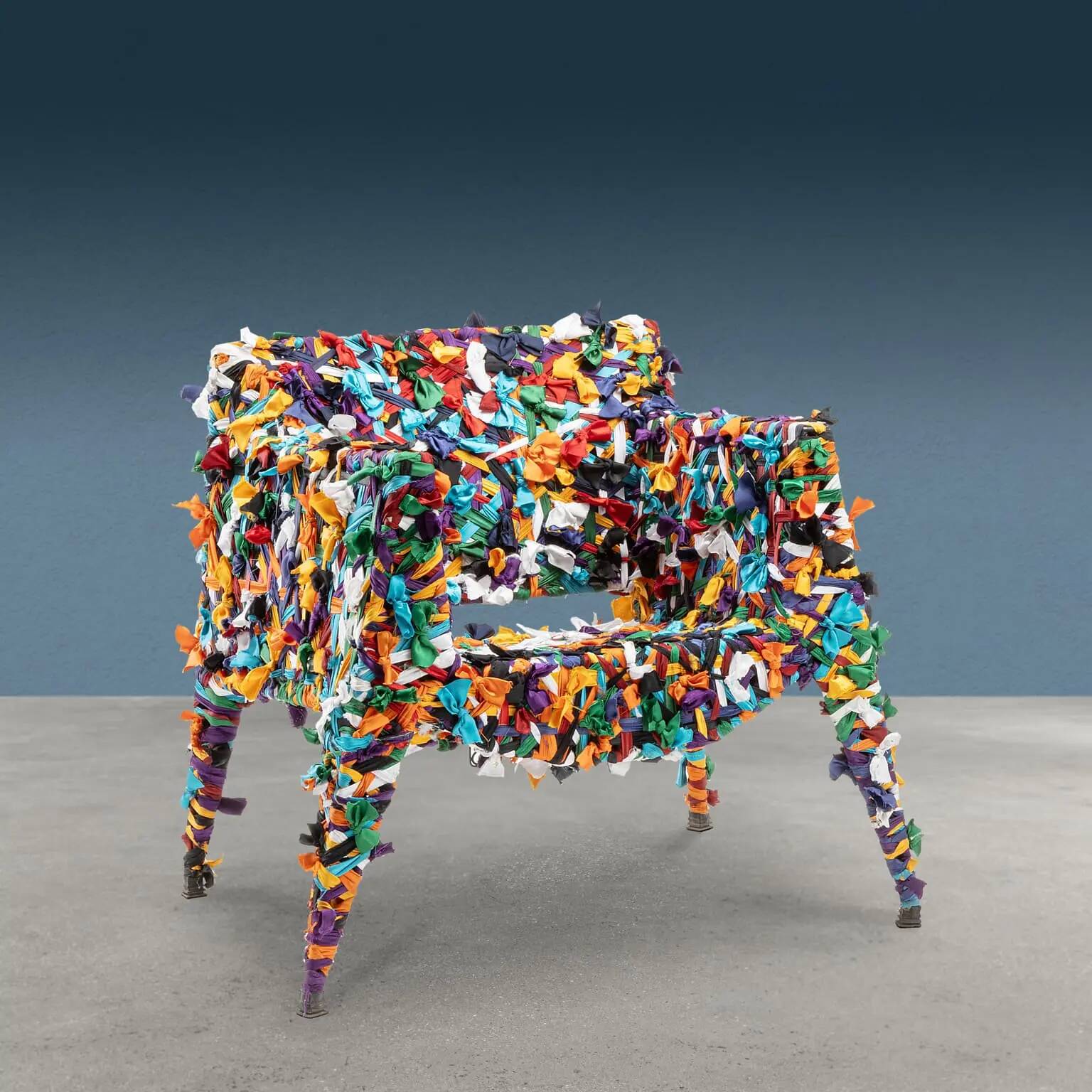 Fauteuil en fer, série « Tessuto », Anacleto Spazzapan