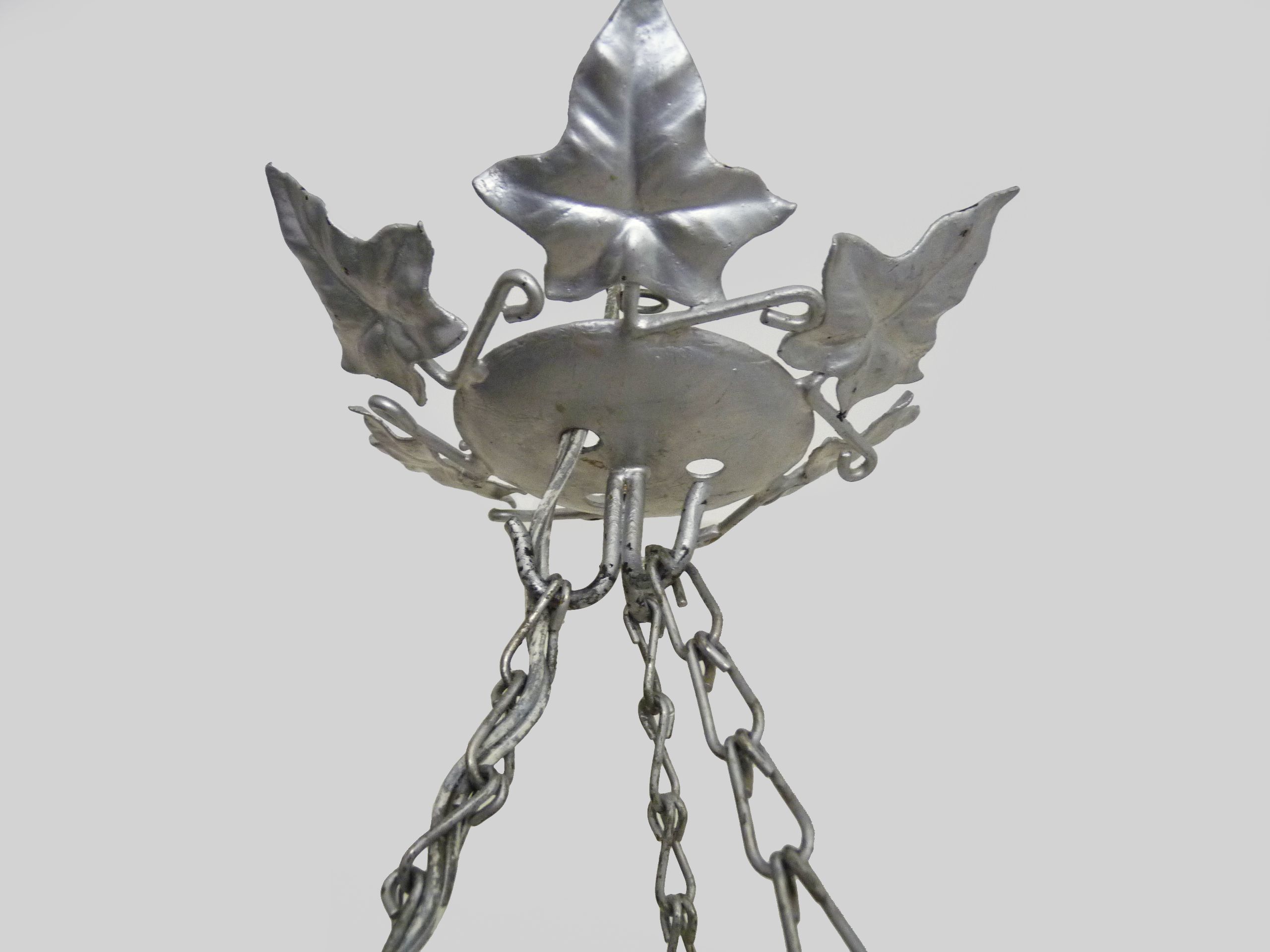 Suspension basin in glass paste Art Deco 1 Fire Sousman Lille with floral motifs