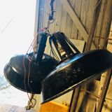 Black and white industrial hanging lamp