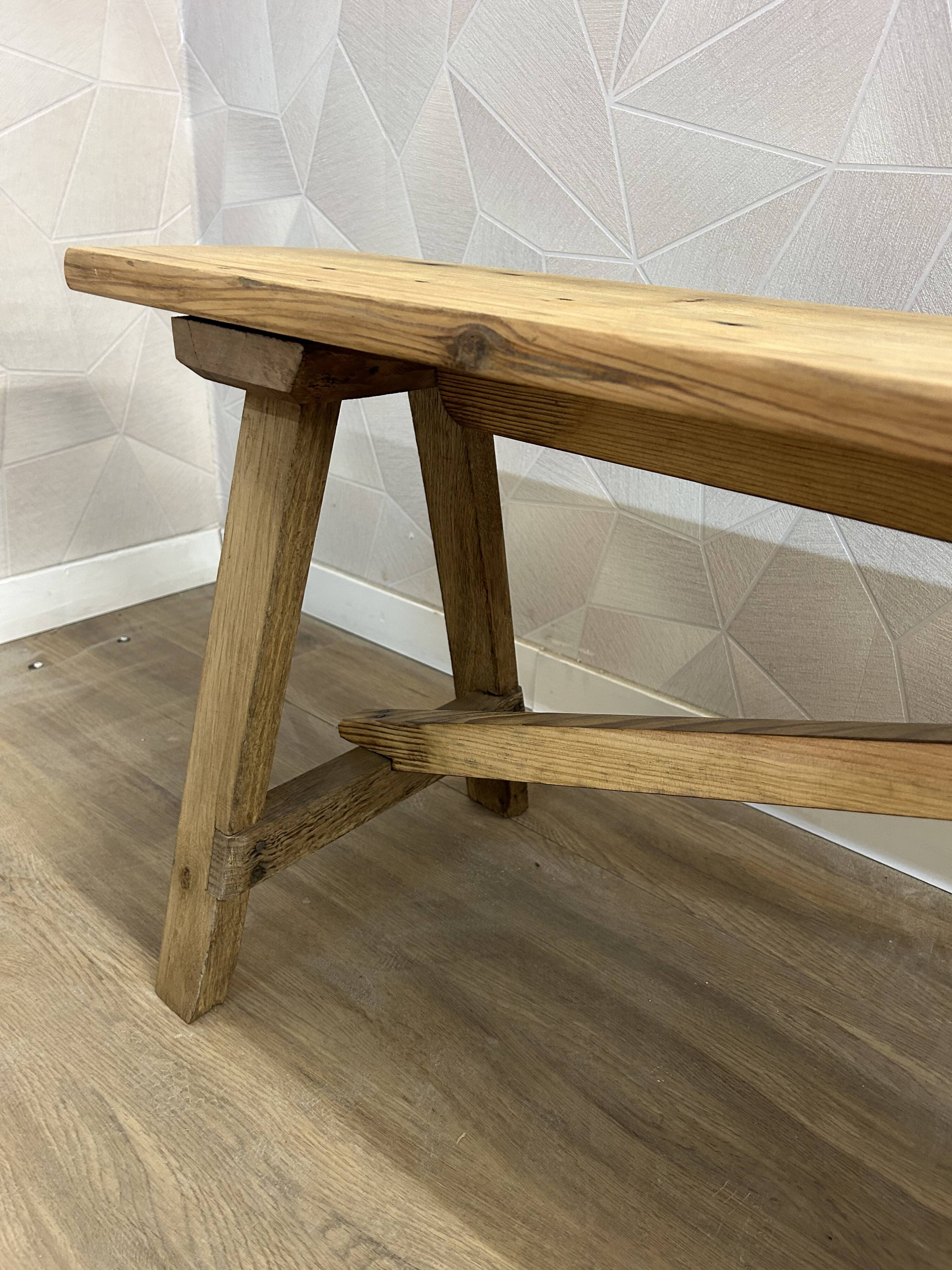 Solid wood farm bench stripped