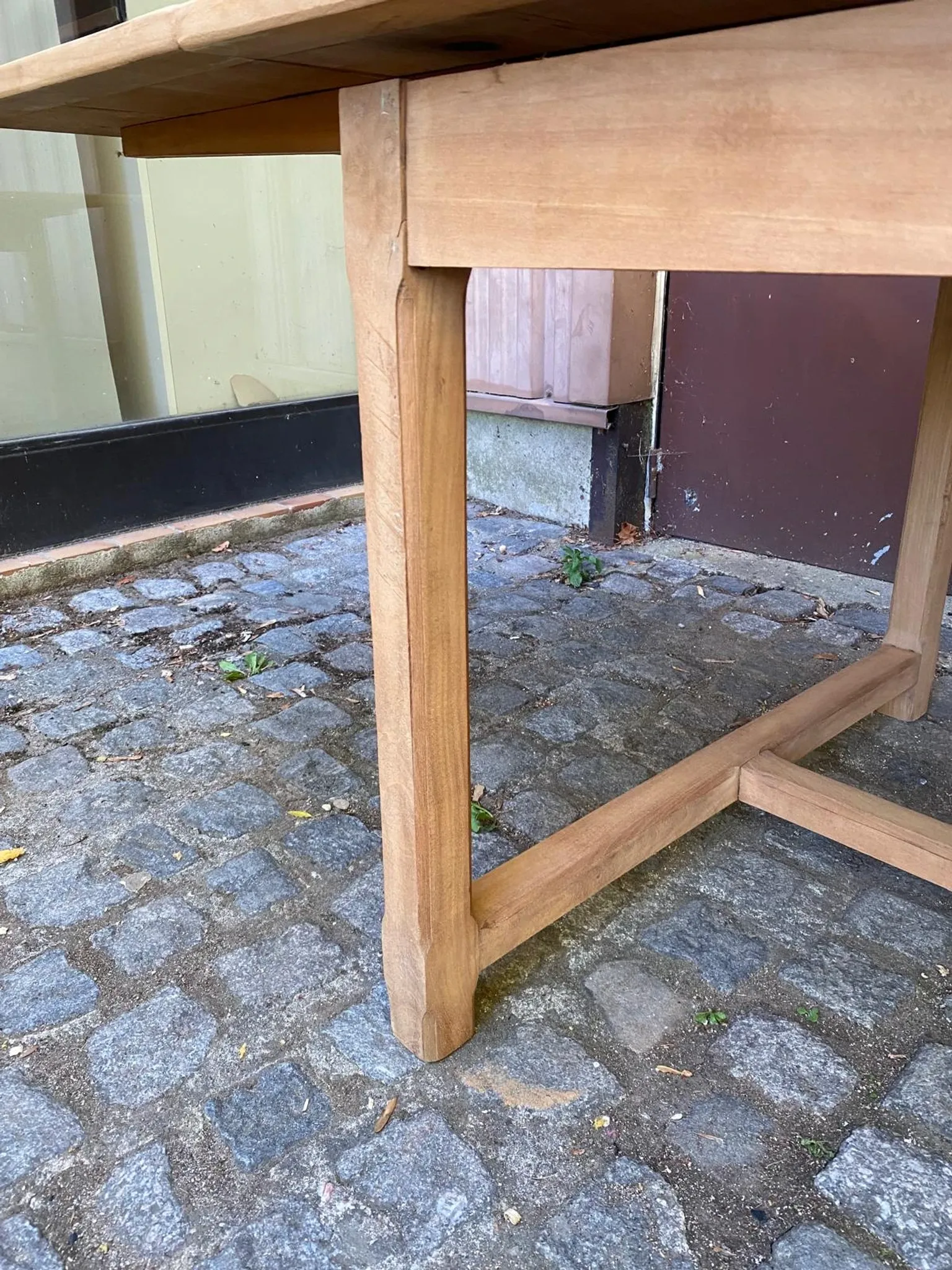 Renovated extendable farmhouse table in solid wood 140-240cm 1960