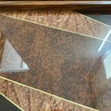 Duo of vintage wooden trays marked art deco