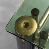 1970s vintage metal smoked glass vintage modern antique tv stand table