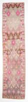 3x12 Pink & Brown Suğer Soft Modern Vintage Runner Rug, 92x376Cm