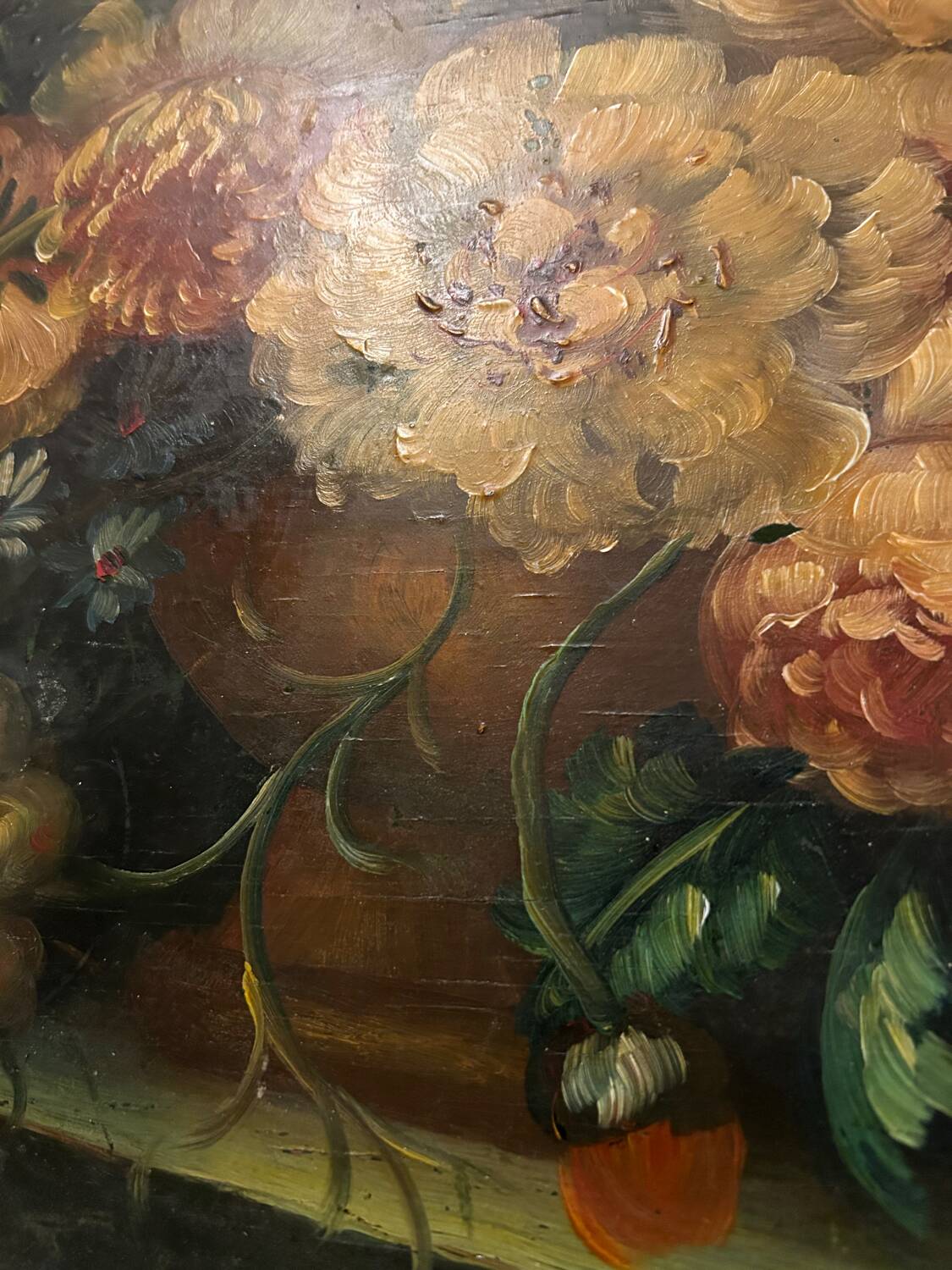 Still life painted wood tray