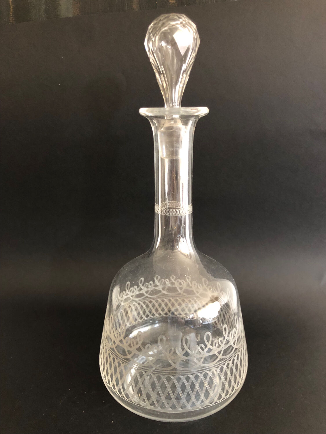 Etched glass carafe
