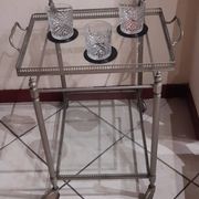 Desserte roulante en laiton argenté