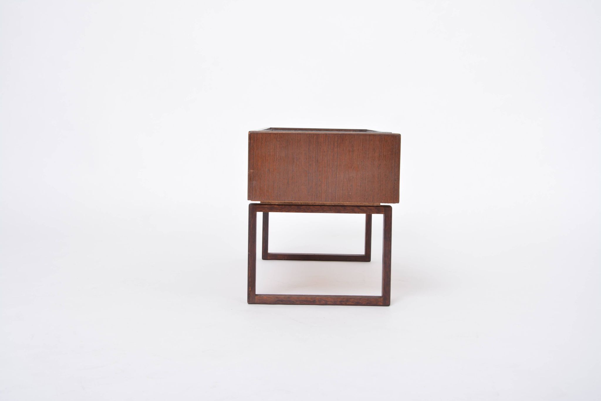 Elegant Danish Midcentury Teak wooden Planter Box with inlay metal tub