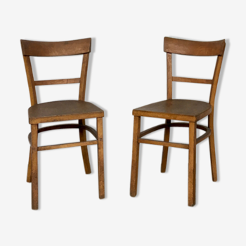 Paire de chaises bistrot troquet Fischel 1950