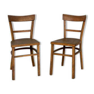 Paire de chaises bistrot troquet Fischel 1950
