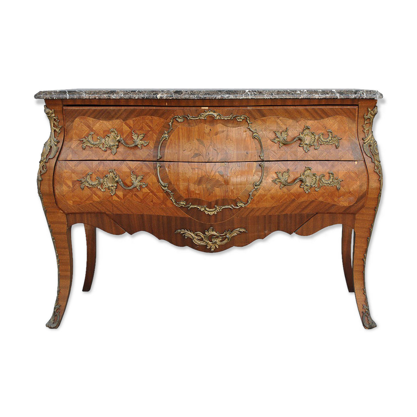 Dresser style Louis XV marble bronze Doré breach XIX