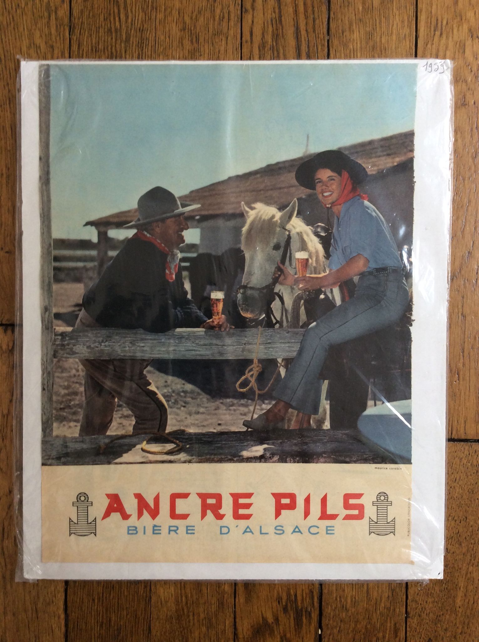 Lot of 2 old posters advertising beer vintage anchor Pils