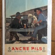 Lot of 2 old posters advertising beer vintage anchor Pils