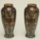 Pair of barbotine vases from the early 20th century stamped BELGIUM 158