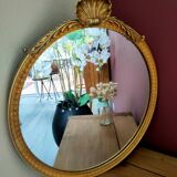 Large round gold metal mirror