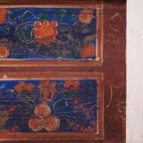 Coffre ancien peint à la main avec des motifs floraux (Année 1907) #100