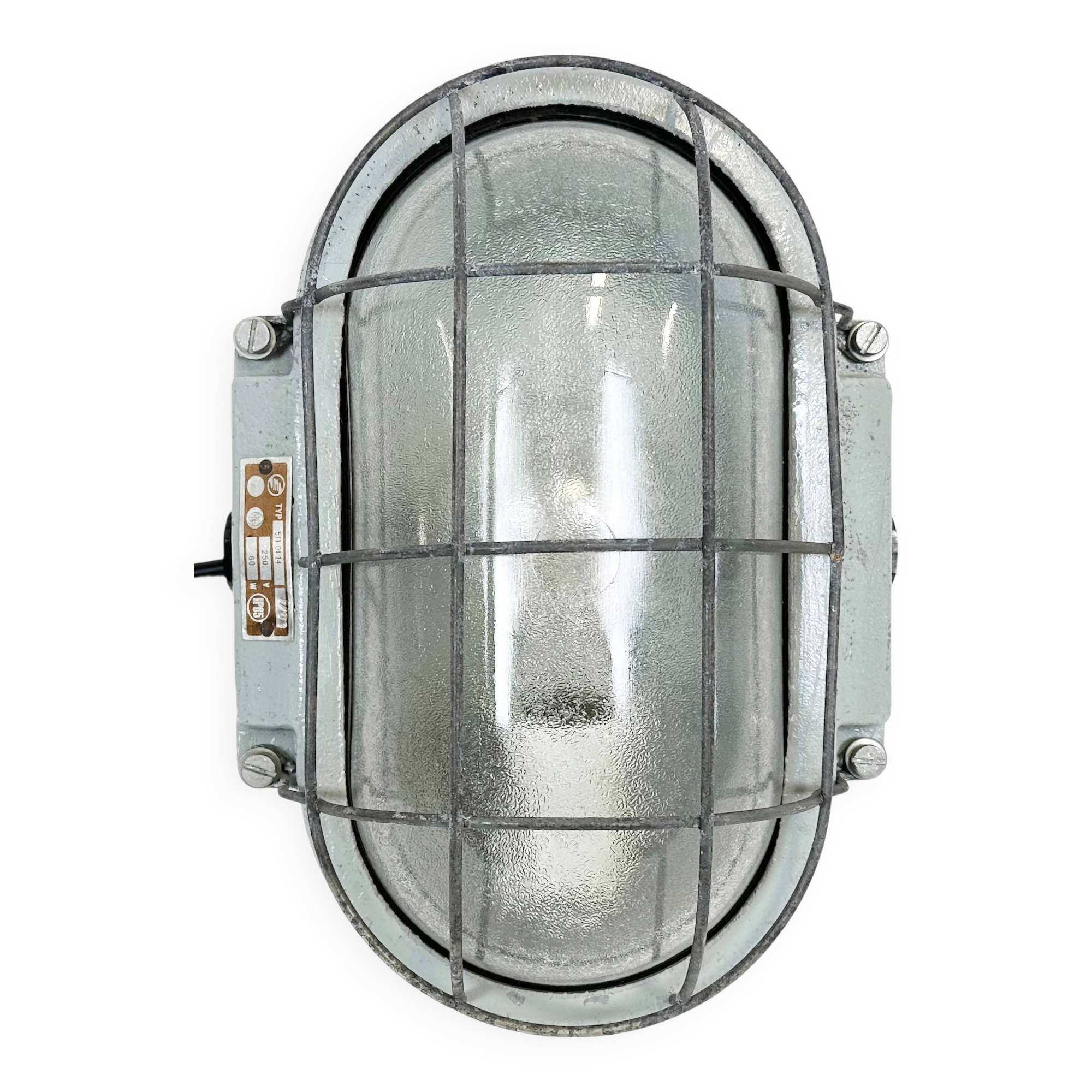Industrial Cast Aluminium Wall Light with Frosted Glass from Elektrosvit, 1970s