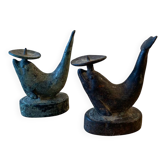 Antique 19th century bronze candlesticks