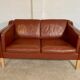 Vintage Danish mid-century Mogens Hansen 2 person cognac leather sofa