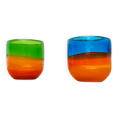 Set of 2 vintage German coloured glass bowls by Eisch.