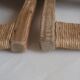 Pair of brutalist chairs in wood and straw