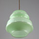 Mid-century Green Glass & Brass Pendant Lamp