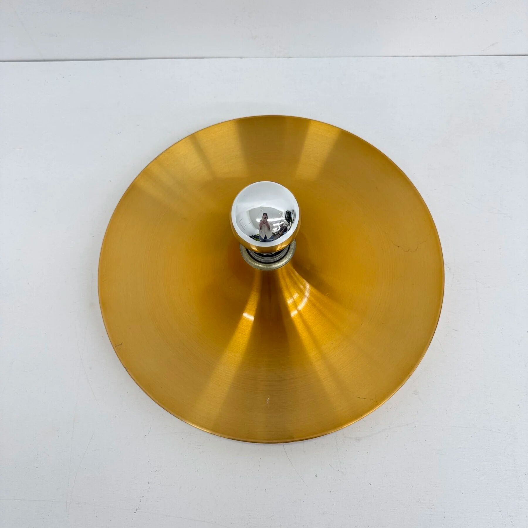 Vintage rose gold disc wall lamp sconce, 1970s Germany