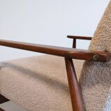 1960 Henryk Lis Mid Century Armchair in Beige Boucle