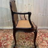 Louis XV mahogany and cane bench