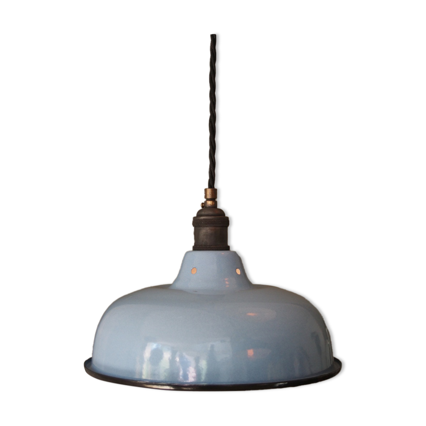Abat jour emaillé lampe industrielle bleu ciel