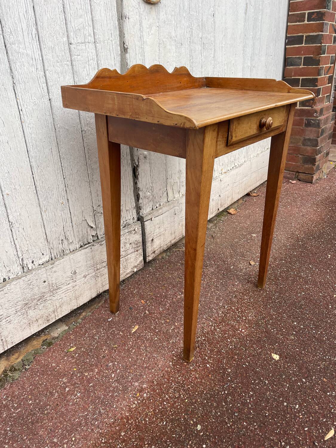 Vintage wooden desk table with one drawer