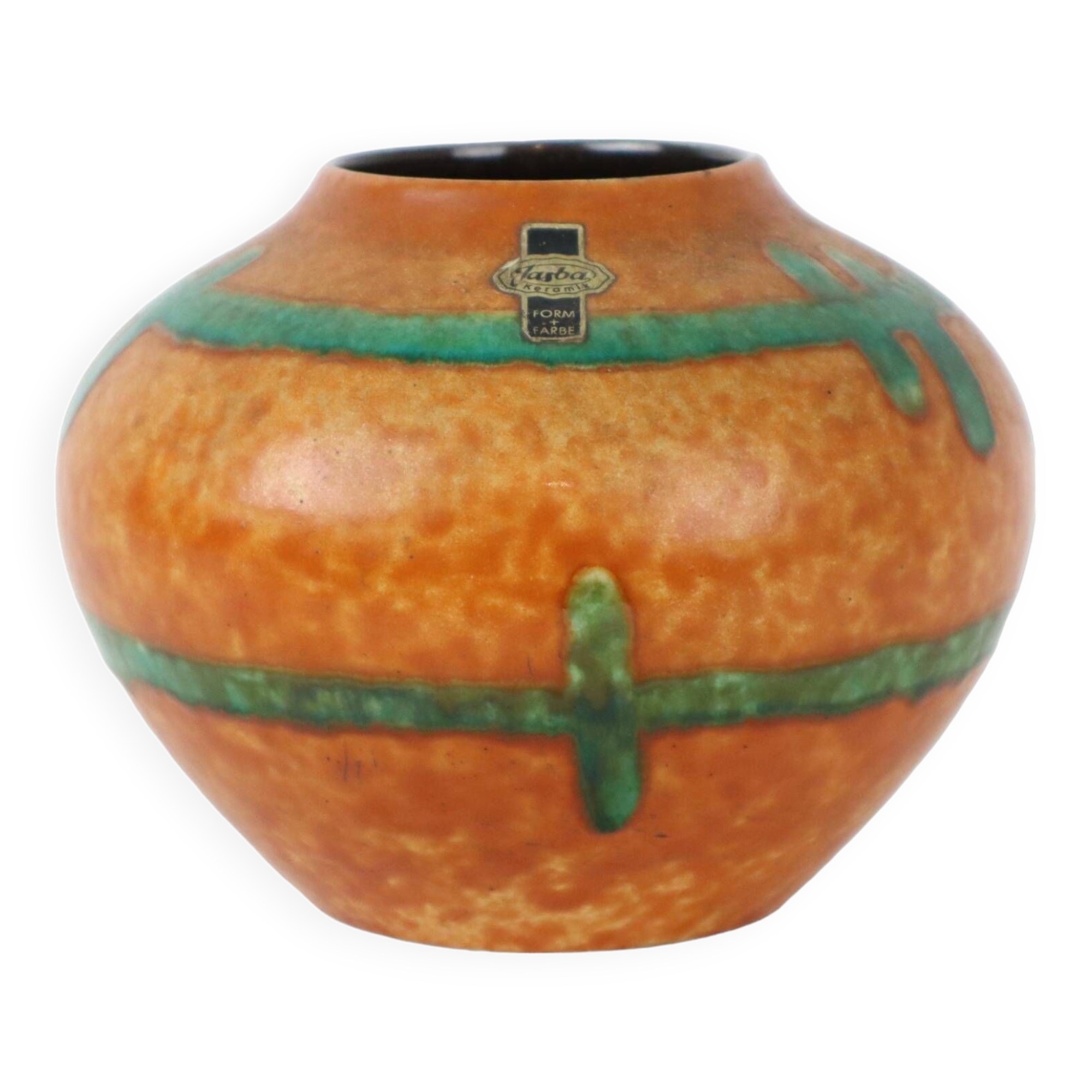 Orange and Turquoise Vase Jasba Keramik West Germany Pottery 111-12