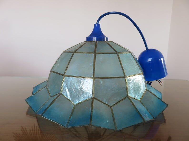 Suspension in blue mother-of-pearl and brass 70s